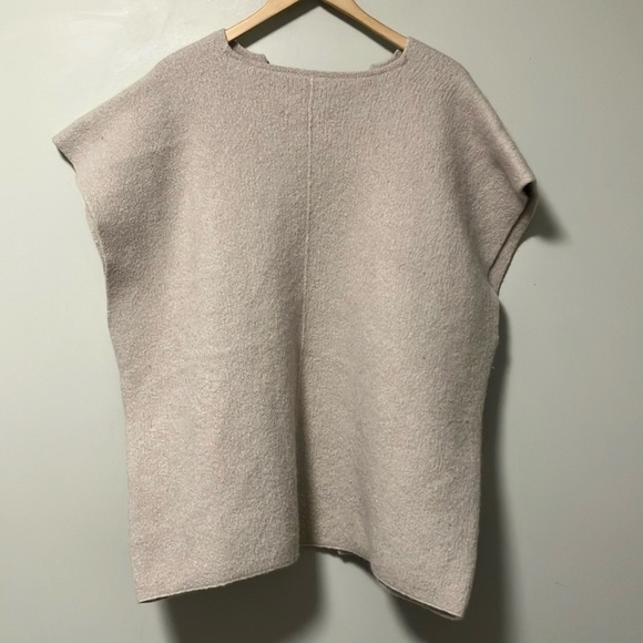 Lauren Manoogian Cream Light Gray Open Front Pockets Vest Cardigan - Picture 6 of 6